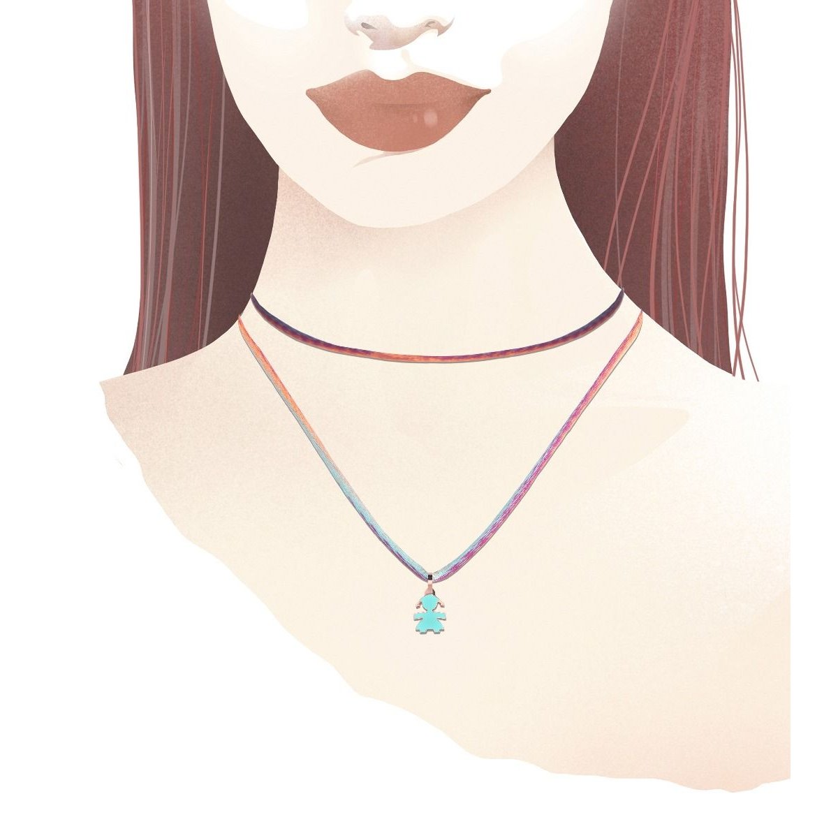 I MINI CIONDOLO BIMBA ORO ROSA E SMALTO VERDEACQUA - Simmi Gioiellerie -Ciondoli e pendenti