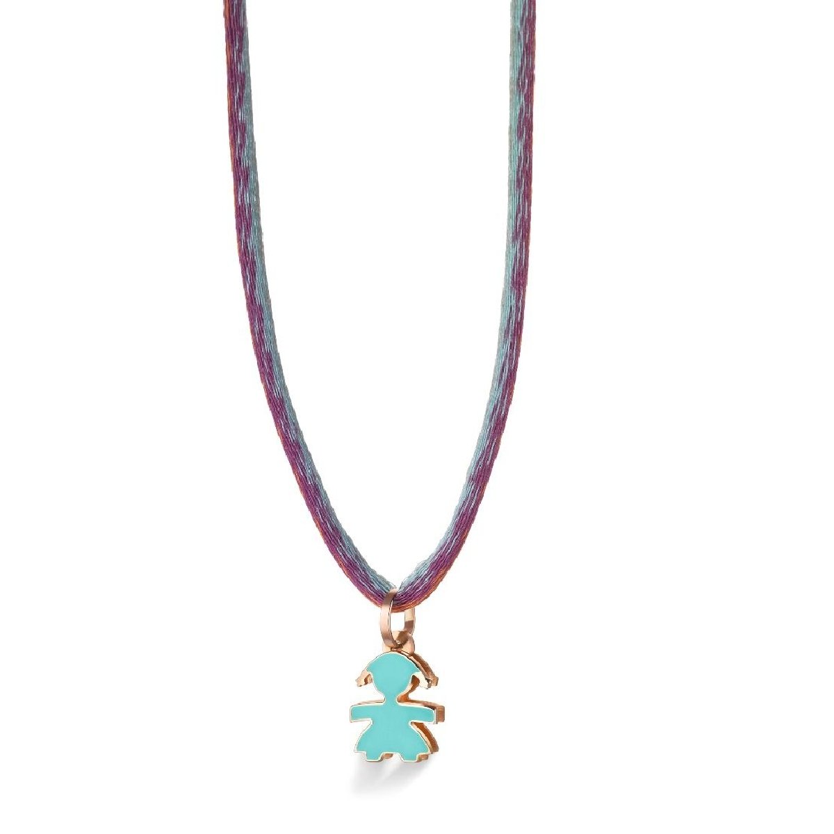 I MINI CIONDOLO BIMBA ORO ROSA E SMALTO VERDEACQUA - Simmi Gioiellerie -Ciondoli e pendenti