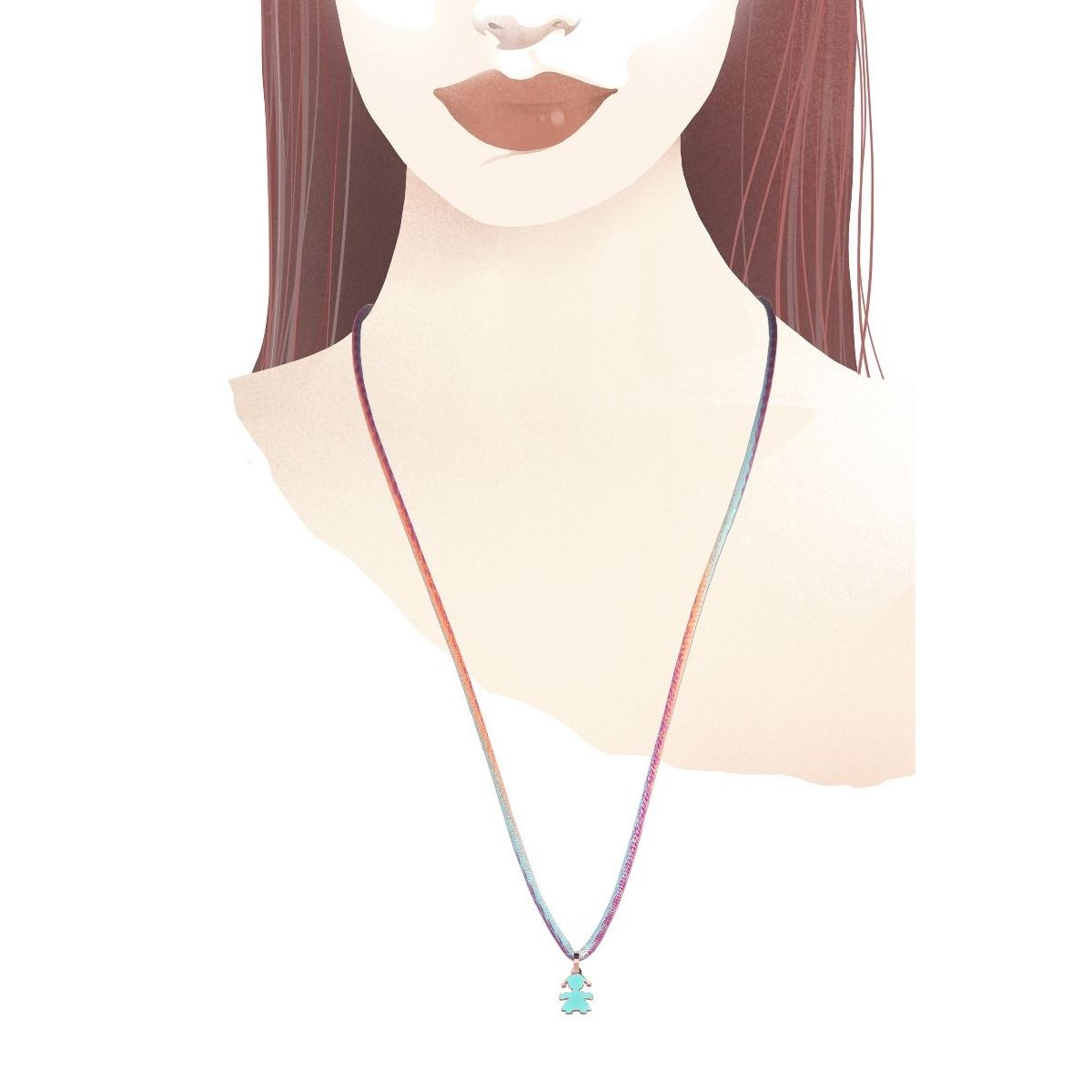 I MINI CIONDOLO BIMBA ORO ROSA E SMALTO VERDEACQUA - Simmi Gioiellerie -Ciondoli e pendenti