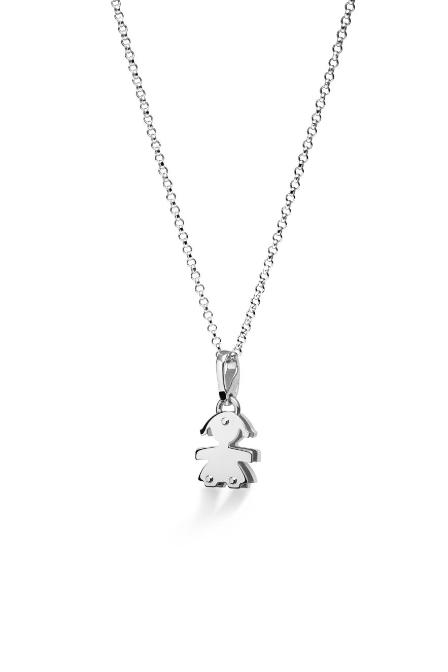 I PAVÉ MINI CIONDOLO BIMBA ORO BIANCO E DIAMANTI - Simmi Gioiellerie -Collane