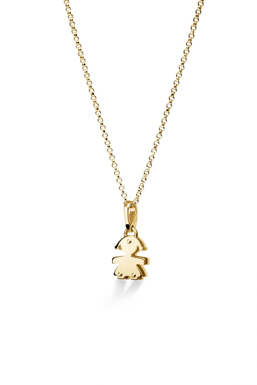 I PAVÉ MINI CIONDOLO BIMBA ORO GIALLO E DIAMANTI - Simmi Gioiellerie -Collane