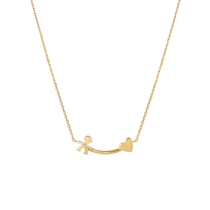 LES PETITS COLLANA BIMBO E CUORE ORO GIALLO E DIAMANTE - Simmi Gioiellerie -Collane