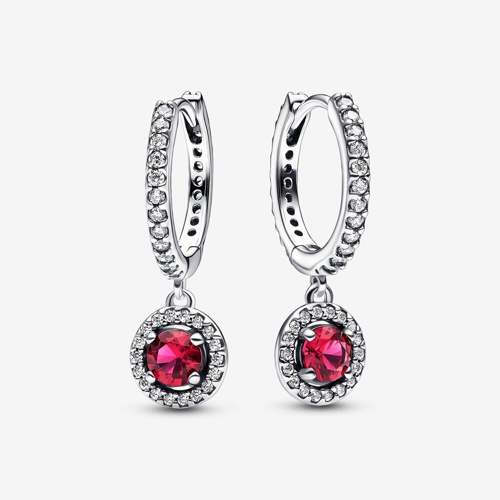 Orecchini Cerchi Pavè e Pietre Rosse - 292379C01 - Simmi Gioiellerie -Orecchini