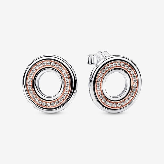 Orecchini Logo e Pavè Bicolore - 282780C01 - Simmi Gioiellerie -Orecchini