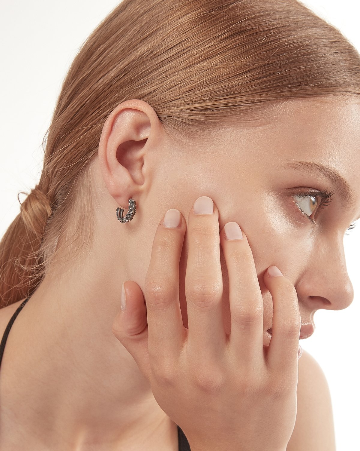 ORECCHINO SINGOLO CERCHIO FOGLIE PICCOLO - N25ORE00431 - Simmi Gioiellerie -Orecchini