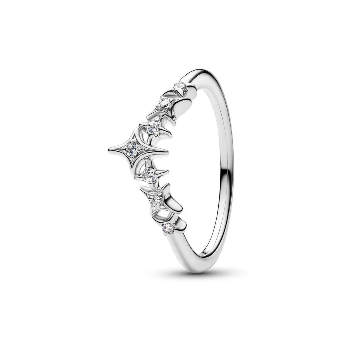 Stella con tiara placcato platino anello with zirconia cubica trasparente - 134946C01