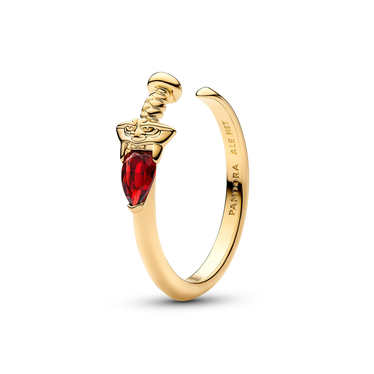 Disney Mulan spada placcato oro 14k anello aperto with salsa rosso cristallo and zirconia cubica trasparente - 164950C01