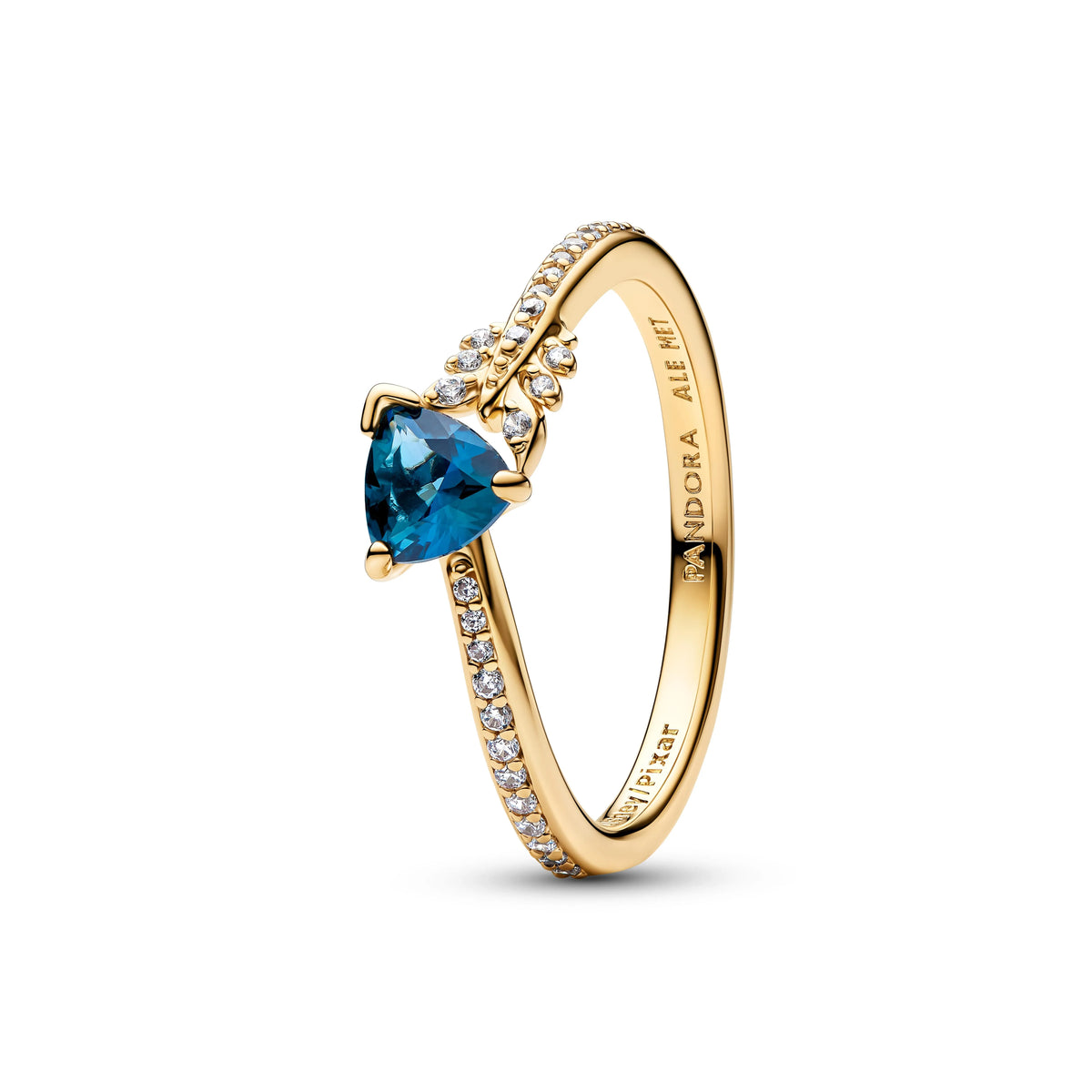 Disney Merida arrow placcato oro 14k anello with zirconia cubica trasparente and teal verde cristallo - 165030C01