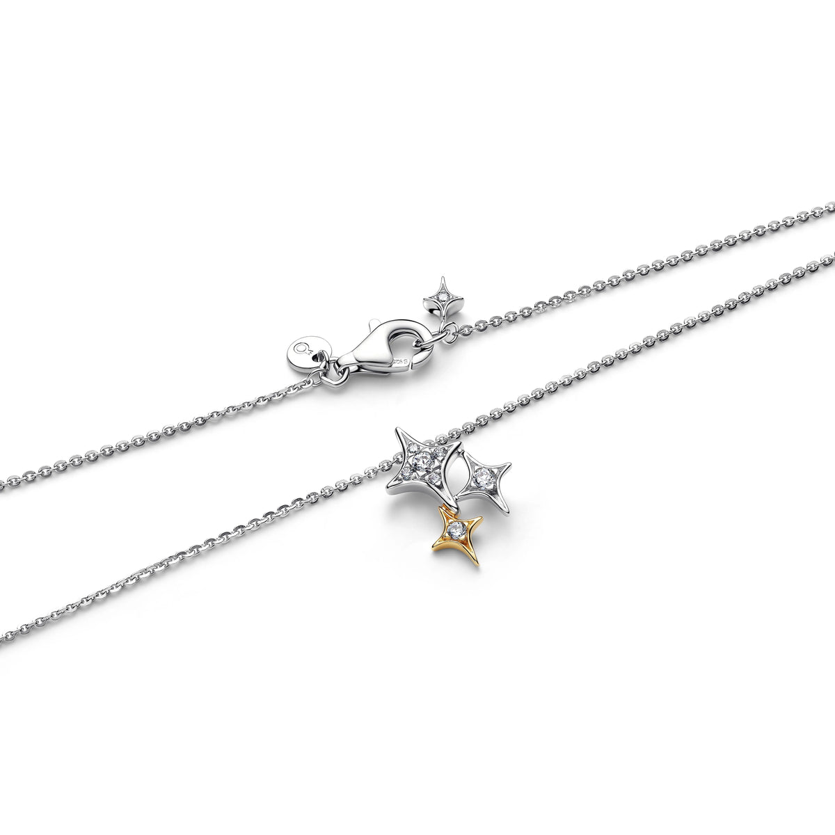 Stellas argento sterling and placcato oro 14k collana con pendente with zirconia cubica trasparente - 365051C01