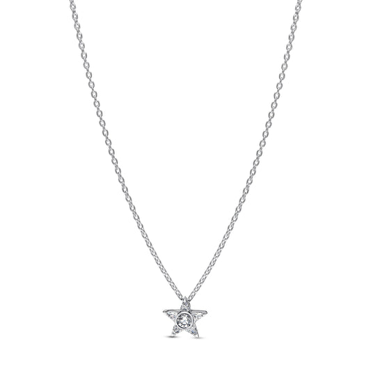 Stella argento sterling collana con pendente with zirconia cubica trasparente - 395078C01