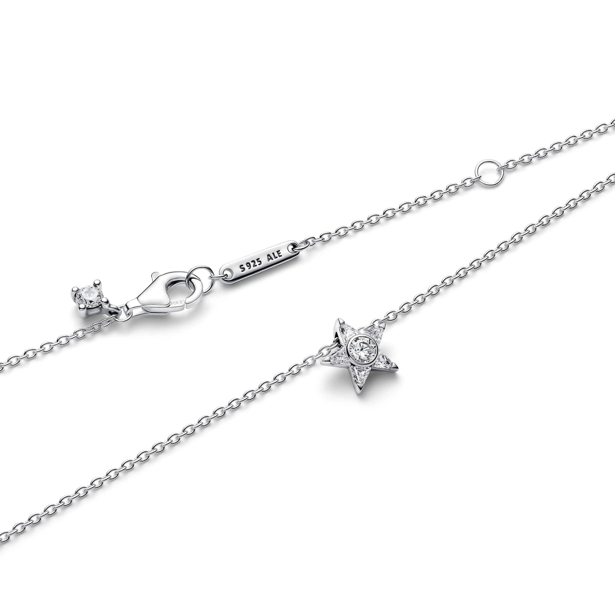 Stella argento sterling collana con pendente with zirconia cubica trasparente - 395078C01