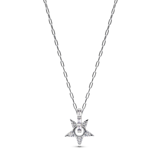 Stella argento sterling collana con pendente with zirconia cubica trasparente - 395082C01