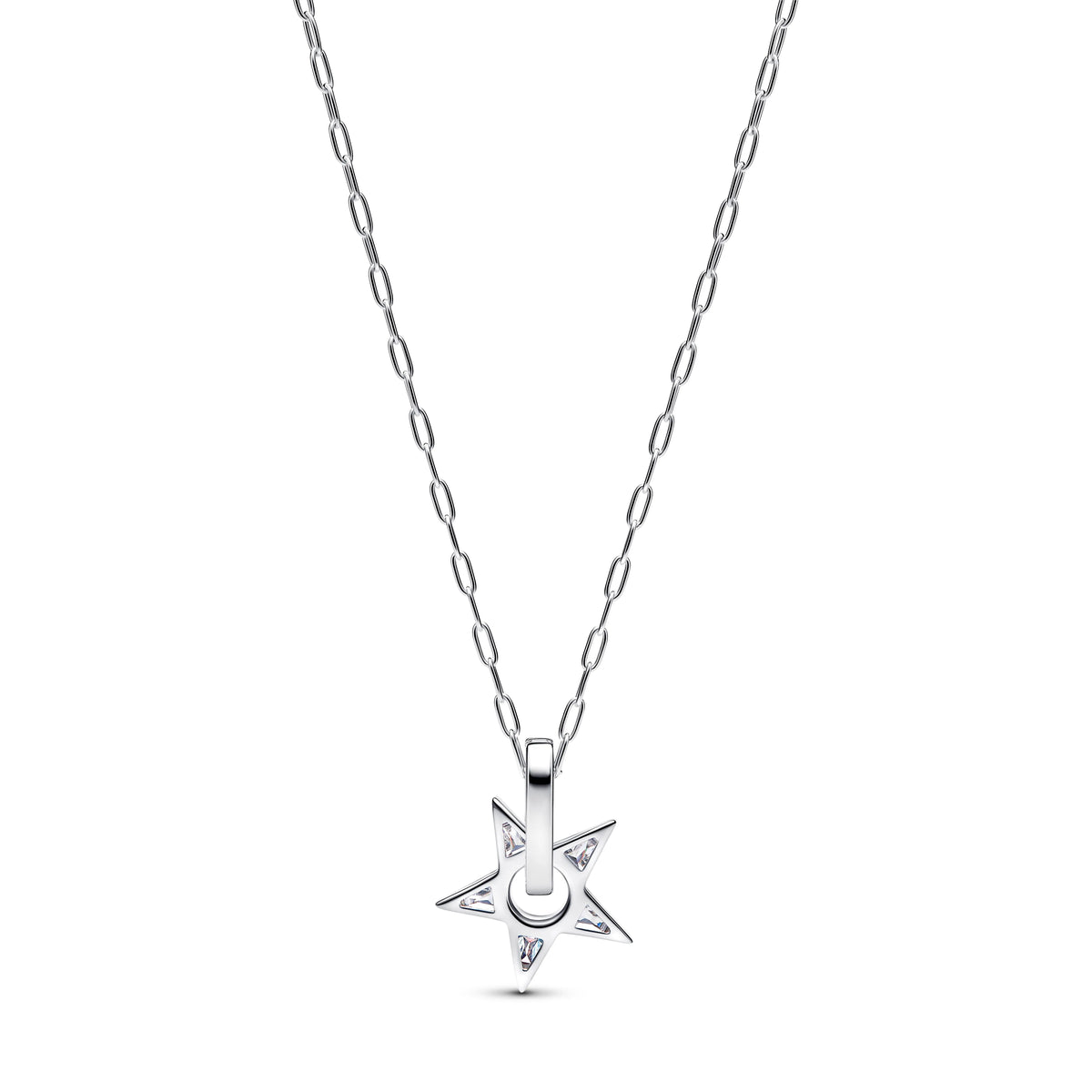 Stella argento sterling collana con pendente with zirconia cubica trasparente - 395082C01