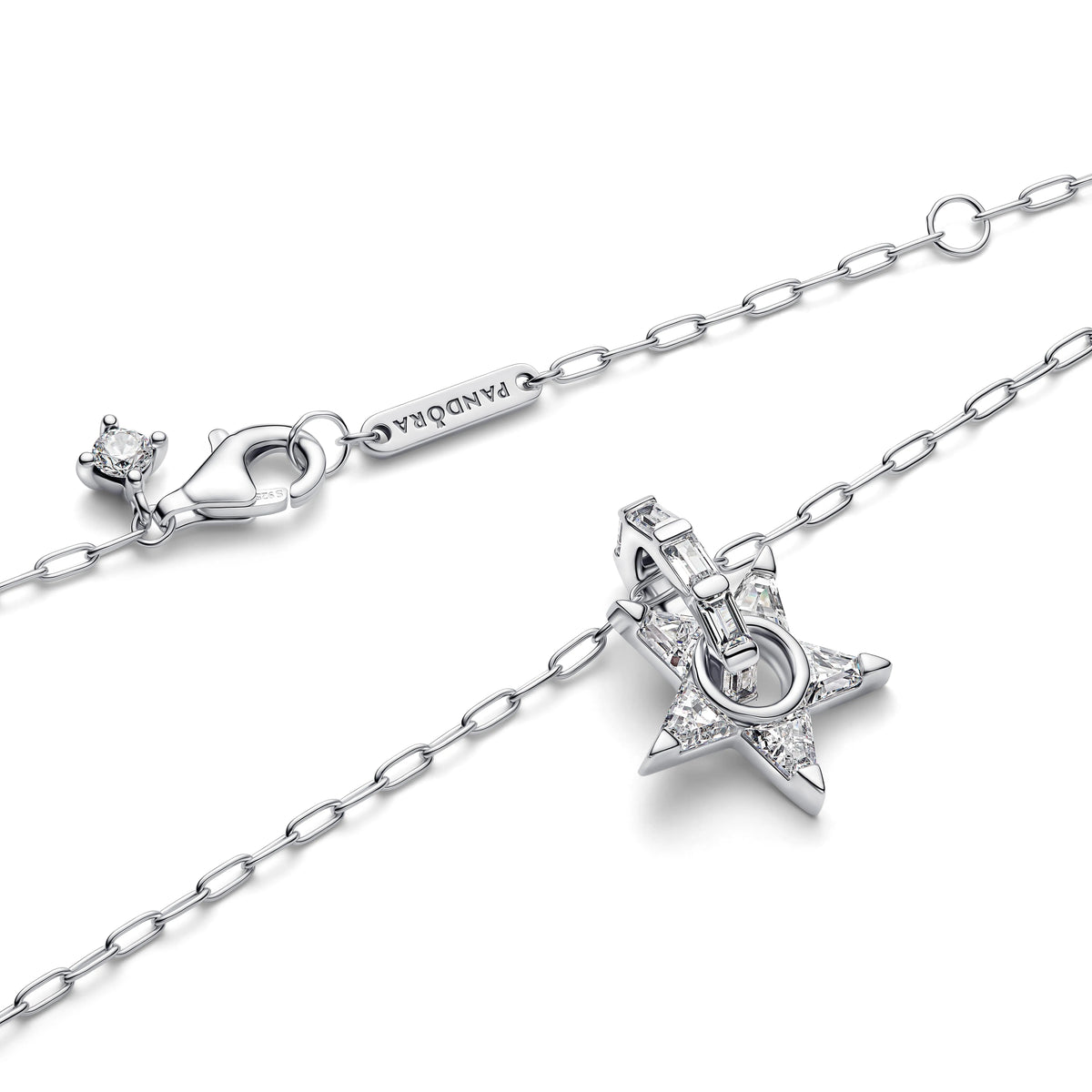 Stella argento sterling collana con pendente with zirconia cubica trasparente - 395082C01