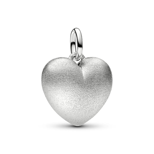 Opaco bombato cuore placcato platino pendente - 734908C00