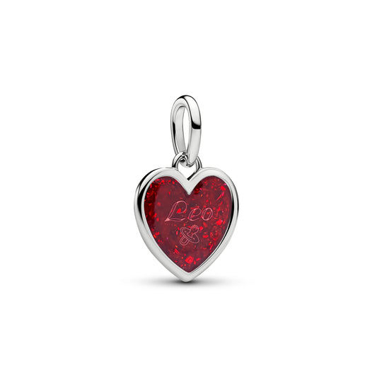 Engravable cuore placcato platino pendente with rosso smalto glitterato - 735088C03