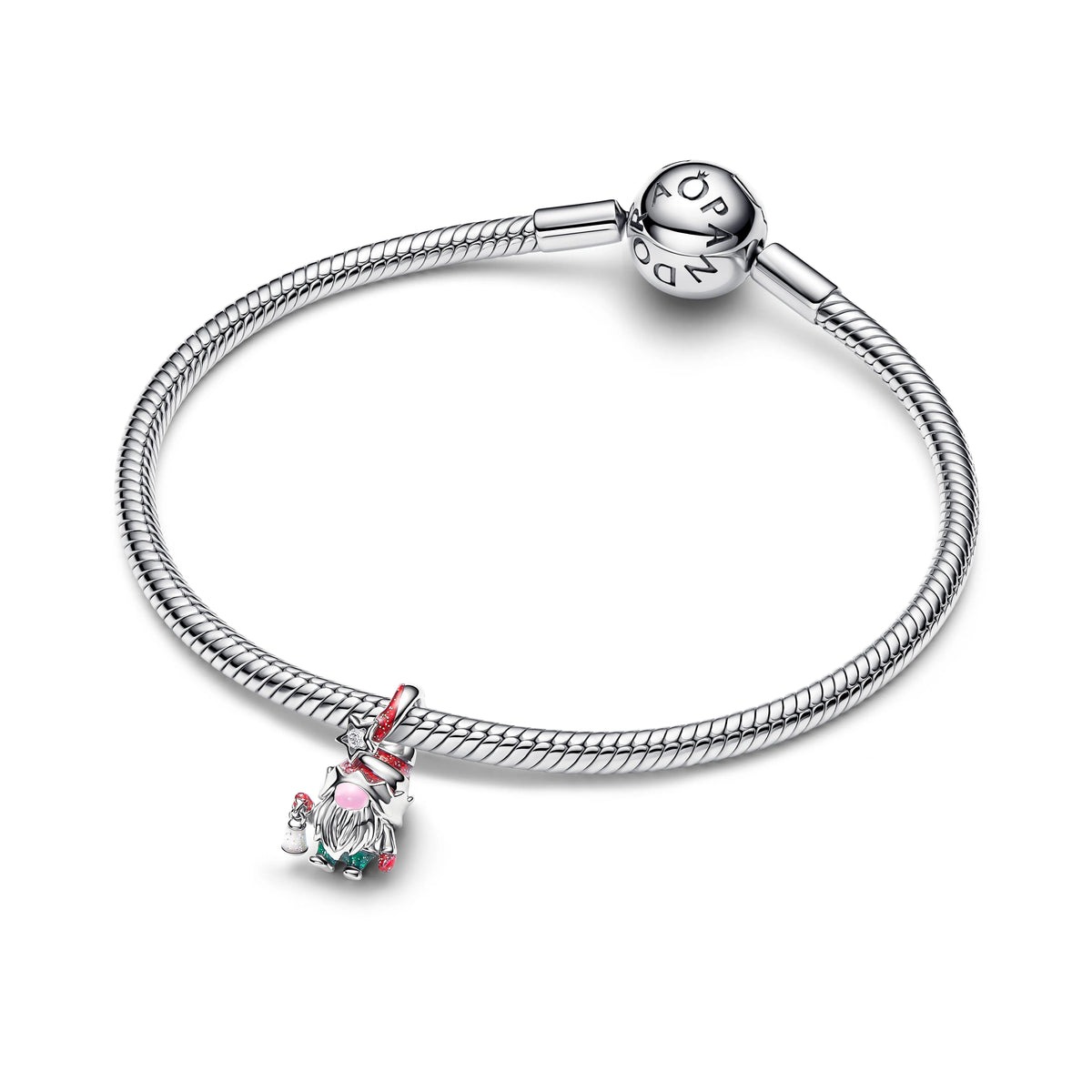 Gnomo charm in argento sterling with zirconia cubica trasparente, rosso, rosa and fosforescente smalto - 794969C01