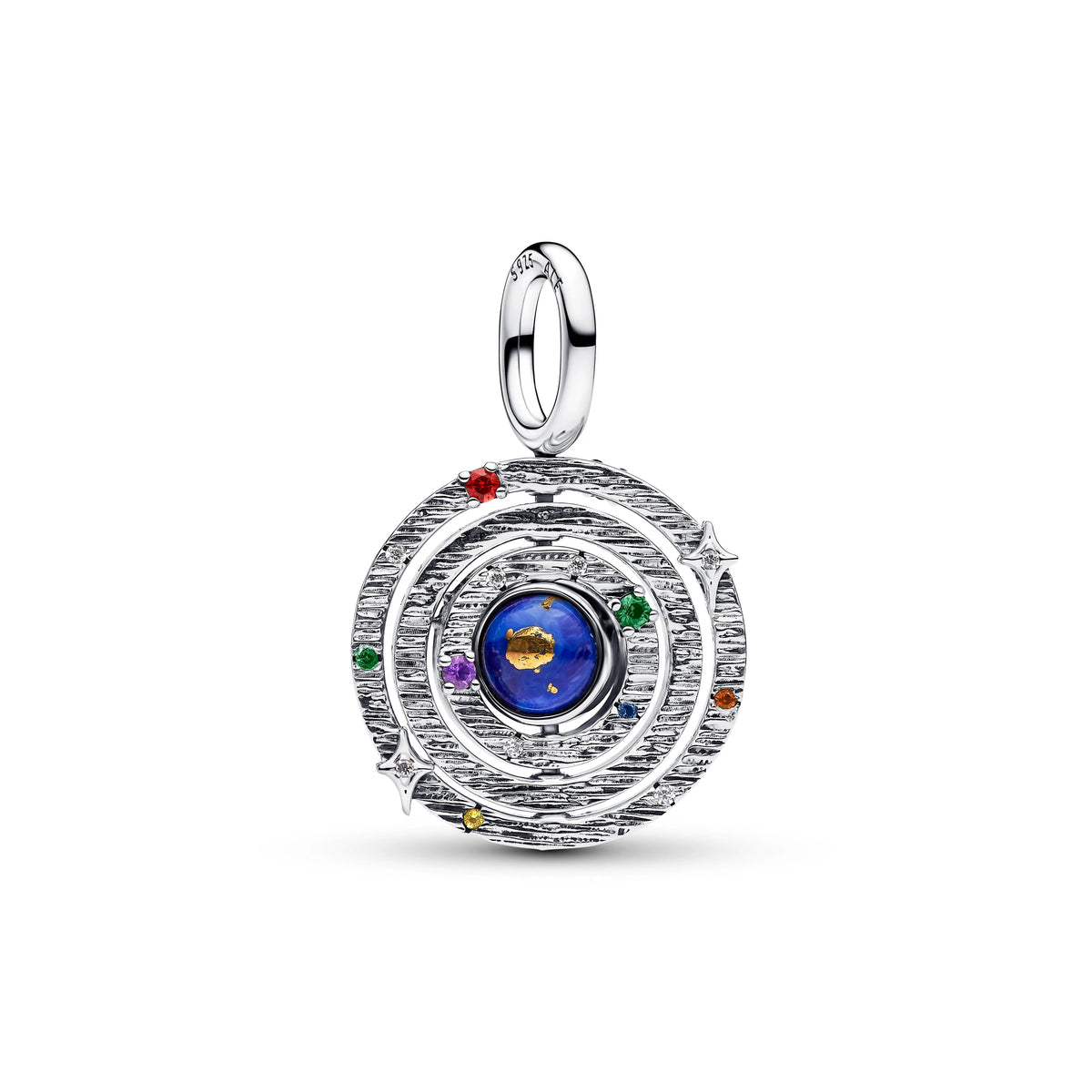 Armillary sphere argento sterling pendente with lapislazzuli sintetico, giallo, blu, viola, rosso cristallo and zirconia cubica trasparente - 795031C01