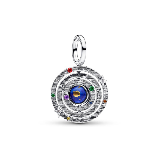 Armillary sphere argento sterling pendente with lapislazzuli sintetico, giallo, blu, viola, rosso cristallo and zirconia cubica trasparente - 795031C01