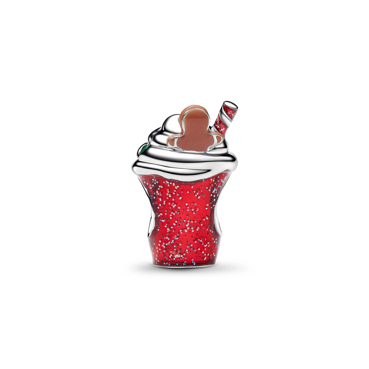 Bevanda di pan di zenzero charm in argento sterling with bioresina madreperla sintetica, rosso zirconia cubica, verde cristallo and smalto - 795062C01