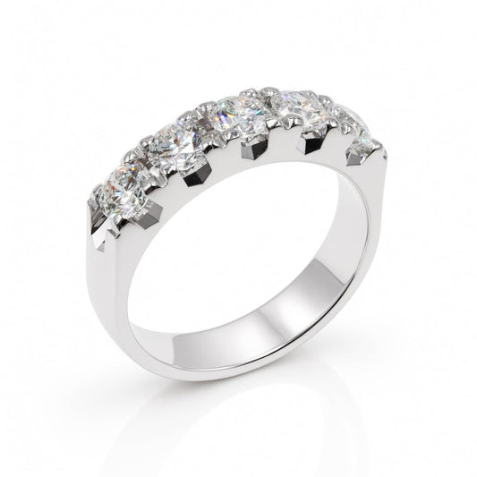Anello Riviera 5 Pietre Oro Bianco 18Kt con Diamanti – Simmi Gioielli