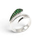 Anello Serpente Oro Bianco 18 Carati con Smeraldi e Diamanti Neri – Simmi Gioielli