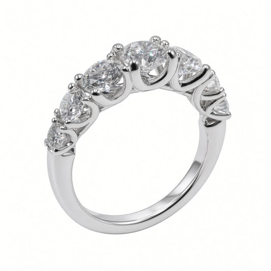 Anello Sette Pietre Dégradé con Diamanti in Oro Bianco 18 Carati – Simmi Gioielli
