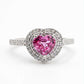 Anello in Oro Bianco 18kt con Zaffiro Rosa a Cuore e Doppia Corona di Diamanti – Simmi Gioielli