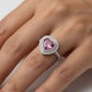 Anello in Oro Bianco 18kt con Zaffiro Rosa a Cuore e Doppia Corona di Diamanti – Simmi Gioielli