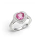 Anello in Oro Bianco 18kt con Zaffiro Rosa a Cuore e Doppia Corona di Diamanti – Simmi Gioielli