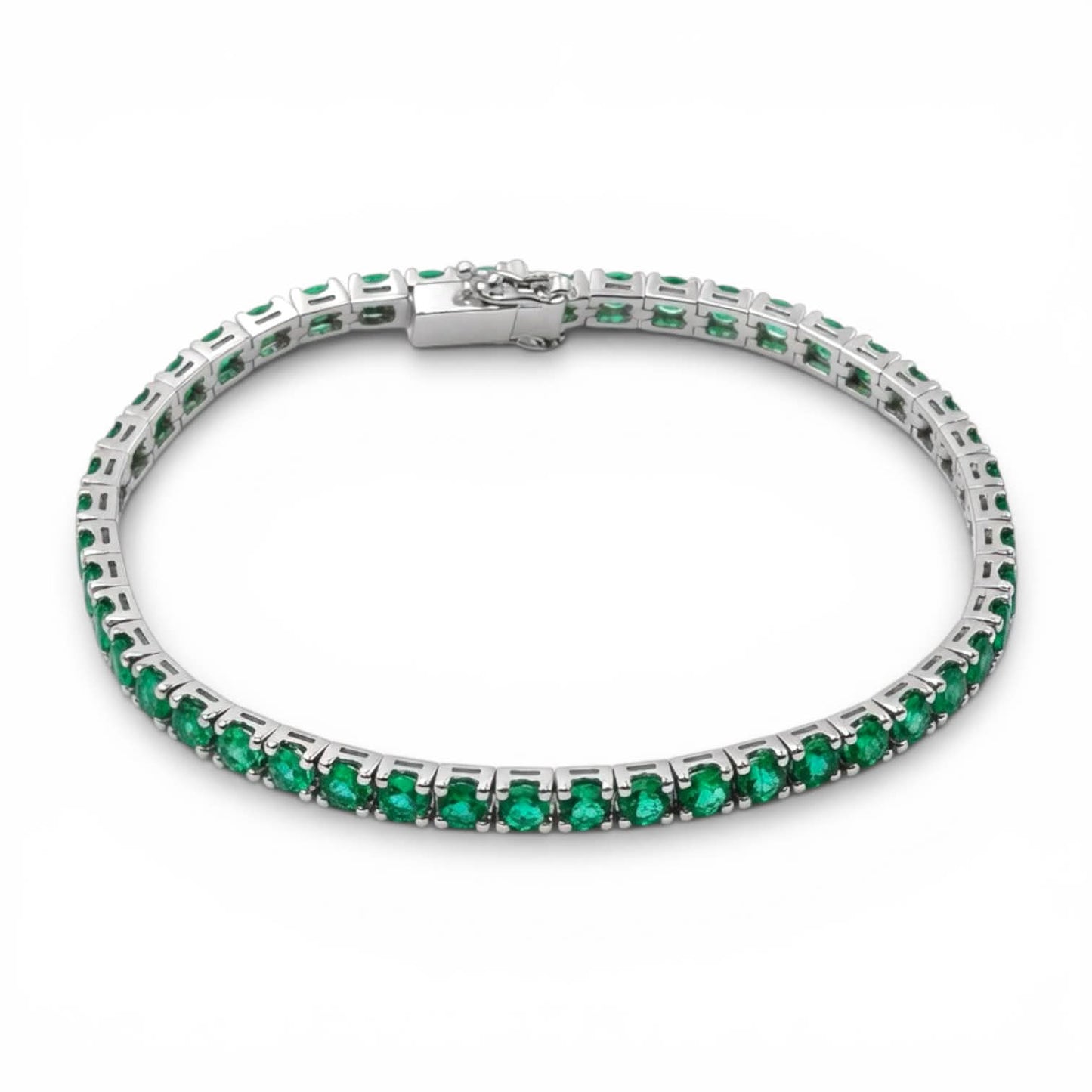 Bracciale Tennis in Oro Bianco con Smeraldi Naturali – Simmi Gioielli