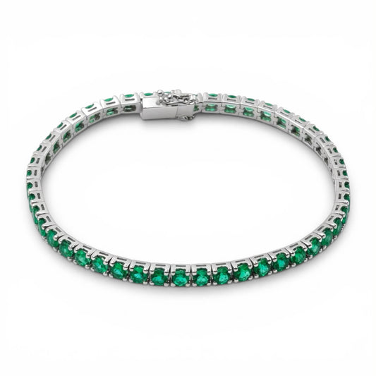 Bracciale Tennis in Oro Bianco con Smeraldi Naturali – Simmi Gioielli