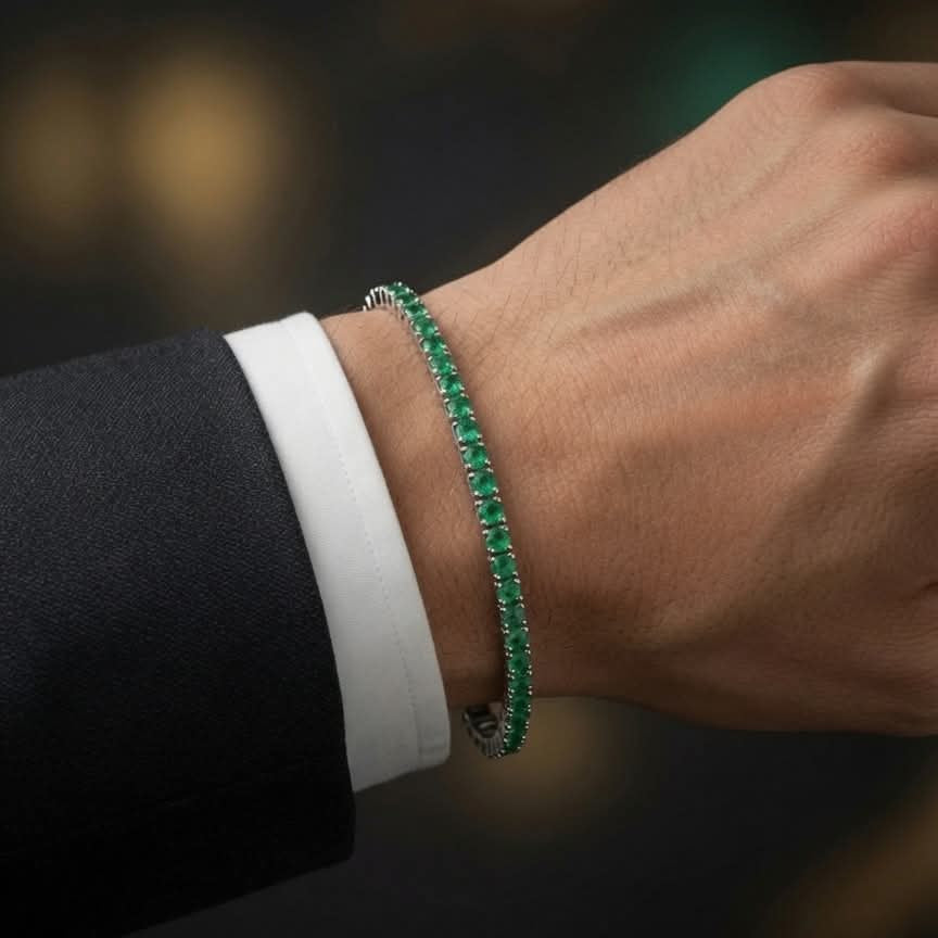 Bracciale Tennis in Oro Bianco con Smeraldi Naturali – Simmi Gioielli