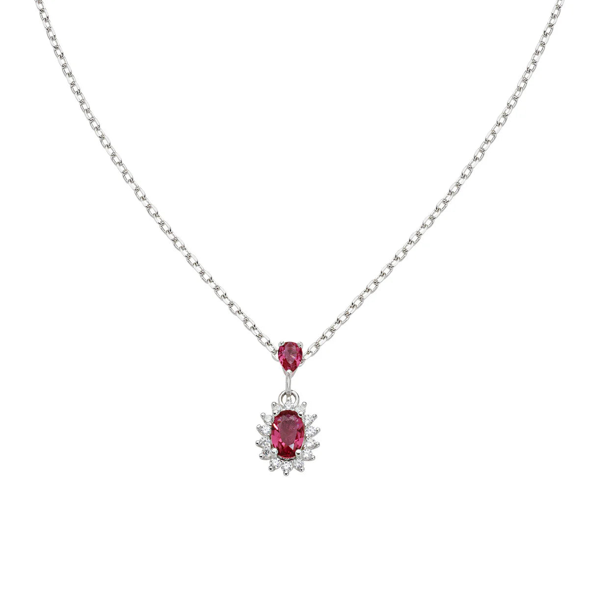 Collana Mini Royal Lady con Zircone Rosso Ciliegia - CLLDPBBCI1