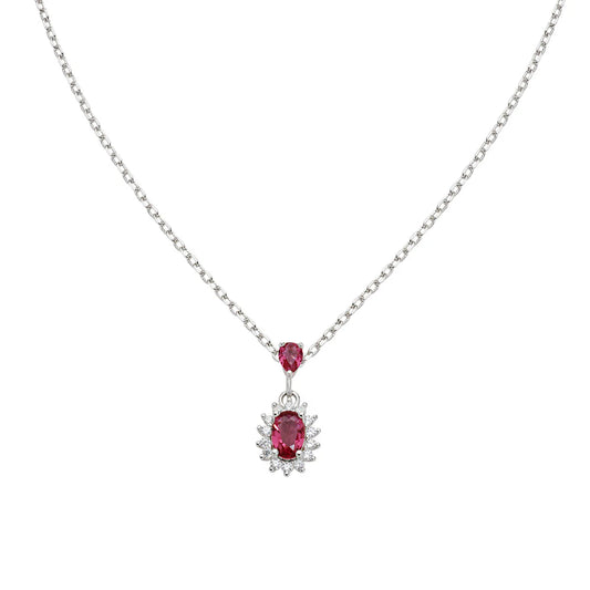 Collana Mini Royal Lady con Zircone Rosso Ciliegia - CLLDPBBCI1