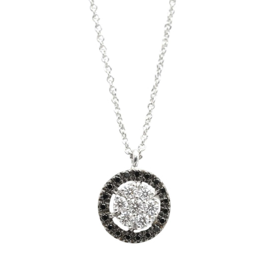 Collana Pendente in Oro Bianco 18 Carati con Diamanti Bianchi e Neri – Simmi Gioielli