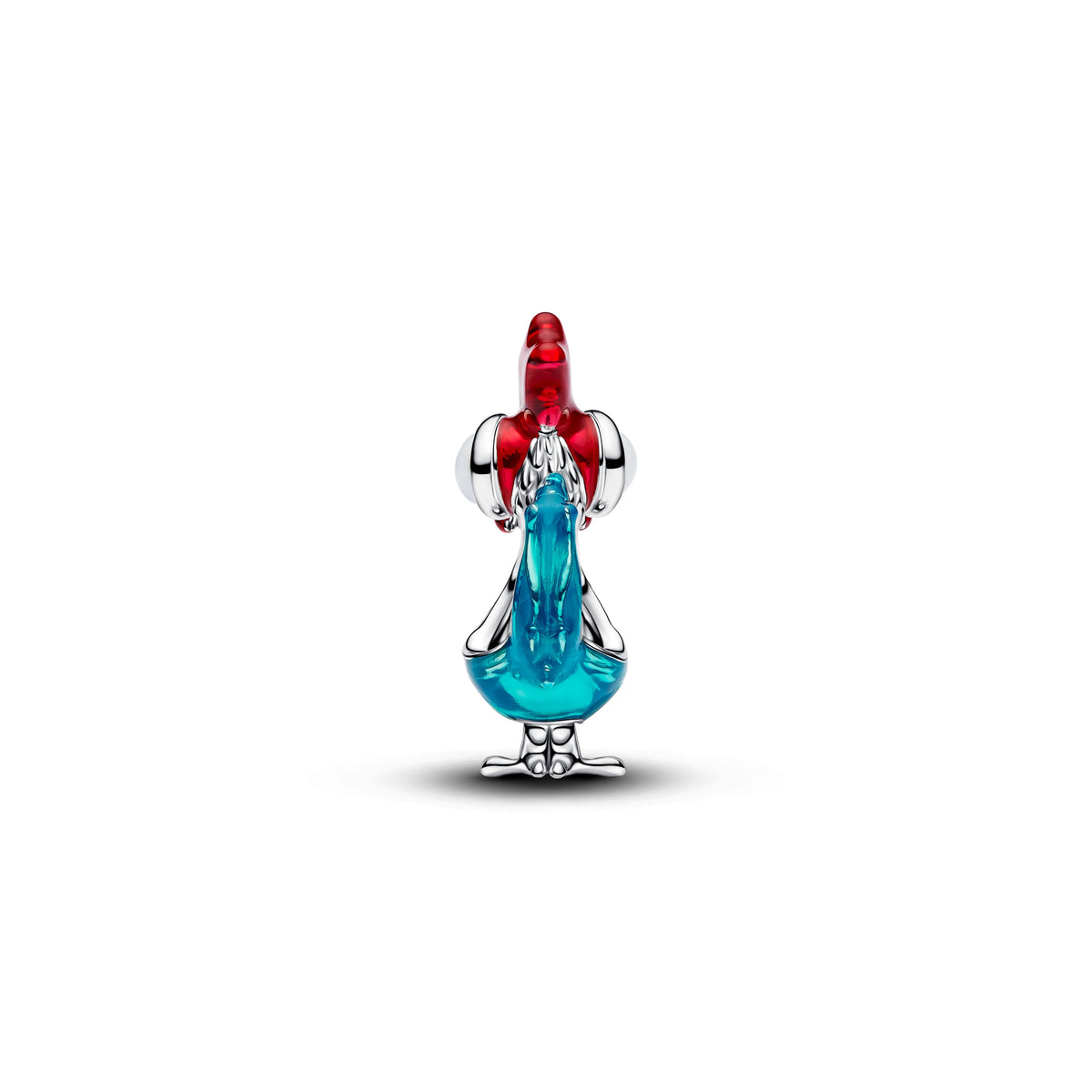 Disney Moana Heihei charm in argento sterling with bianco and nero vetro di Murano, rosso, blu and shimmeanello smalto verde - 794644C01