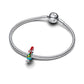 Disney Moana Heihei charm in argento sterling with bianco and nero vetro di Murano, rosso, blu and shimmeanello smalto verde - 794644C01