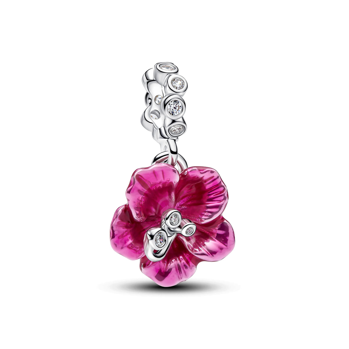 Ibisco argento sterling pendente with zirconia cubica trasparente and smalto rosa - 794698C01