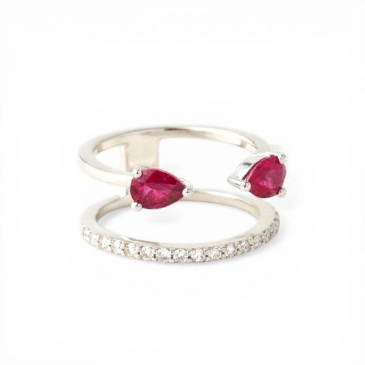 Anello a fascia in oro bianco 18 carati con diamanti e rubini – Simmi Gioielli - Simmi Gioiellerie - Anelli
