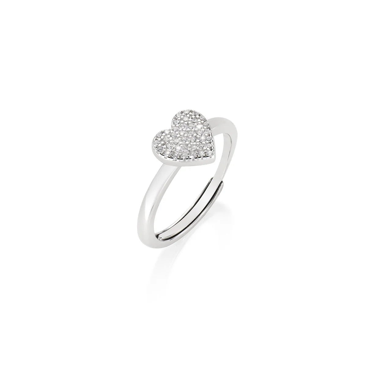 Anello Cuore Amen Luminoso Pavé Regolabile - RFLHBBZ2 - Simmi Gioiellerie - Anelli