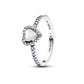 Anello Cuore in argento sterling con madreperla artificiale in bioresina bianca e zirconia cubica trasparente - 198421C11 - Simmi Gioiellerie -Anelli