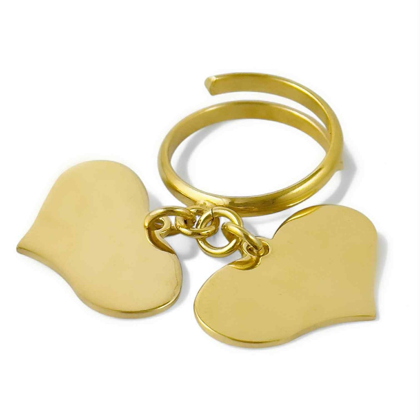 Anello da donna con doppio cuore pendente da incidere - Simmi925 - Simmi Gioiellerie - Anelli