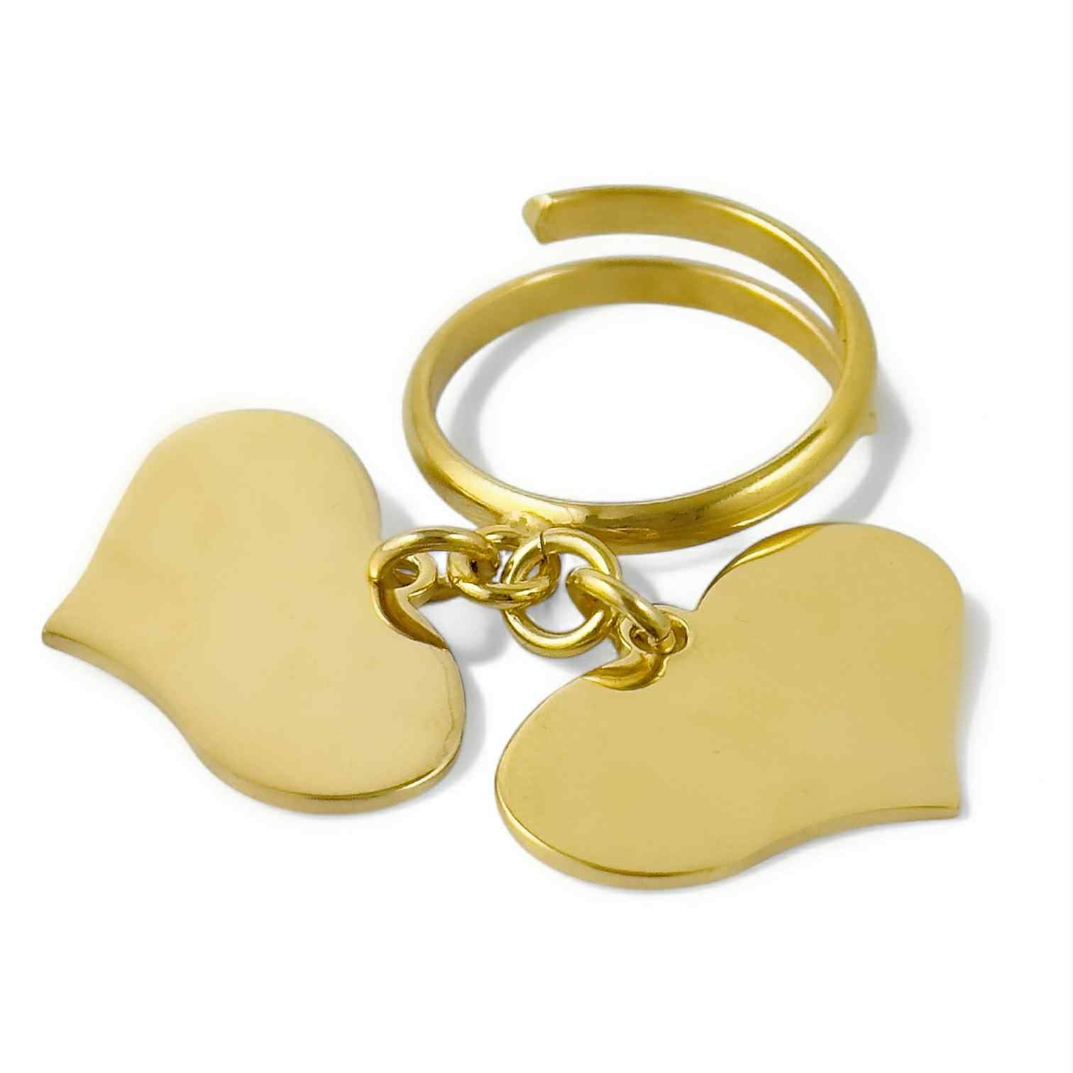 Anello da donna con doppio cuore pendente da incidere - Simmi925 - Simmi Gioiellerie - Anelli