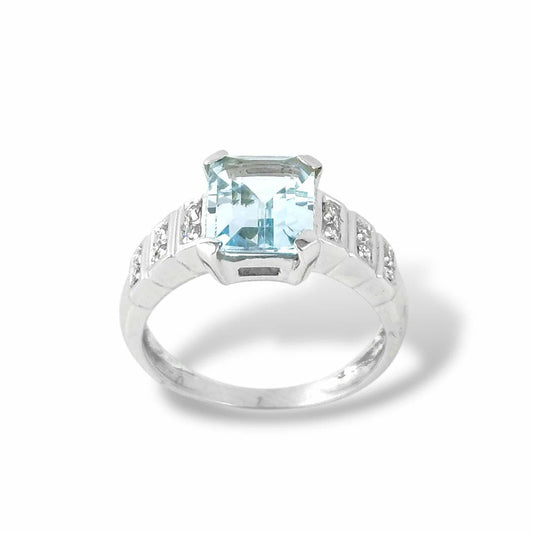 Anello da donna in oro con acquamarina e diamanti - Simmi Gioielli - Simmi Gioiellerie - Anelli