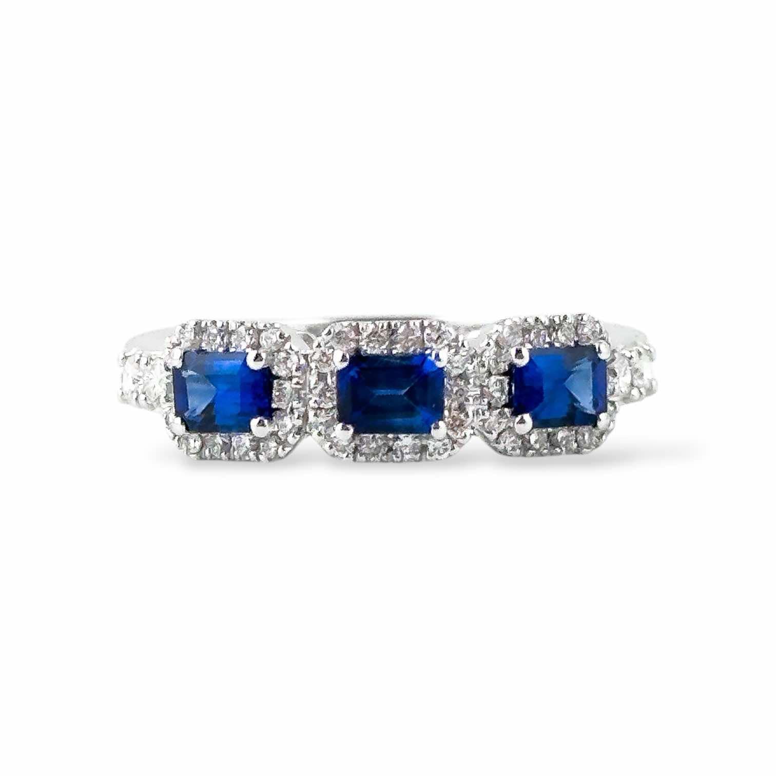 Anello da donna trilogy in oro con zaffiri e diamanti - Simmi Gioiellerie - Anelli