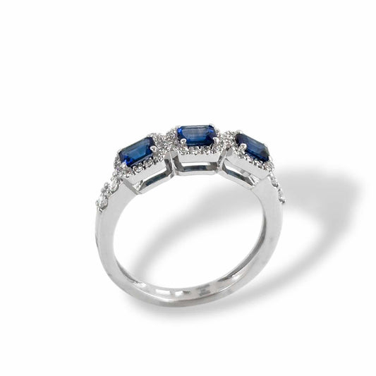 Anello da donna trilogy in oro con zaffiri e diamanti - Simmi Gioiellerie - Anelli