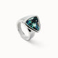 Anello da donna Uno de 50 di forma triangolare placcato argento Sterling con cristallo verde - Simmi Gioiellerie - Anelli