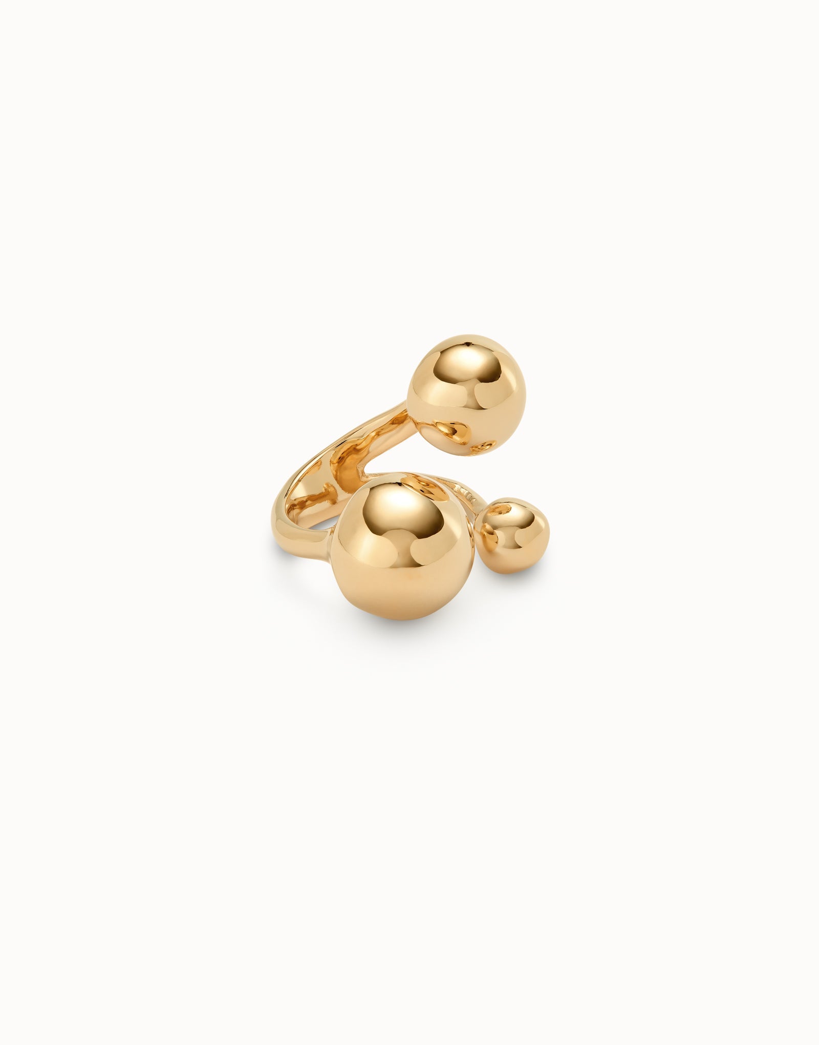 Anello da donna Uno de 50 placcato oro 18k con tre sfere di varie dimensioni - ANI0843 - Simmi Gioiellerie - Anelli