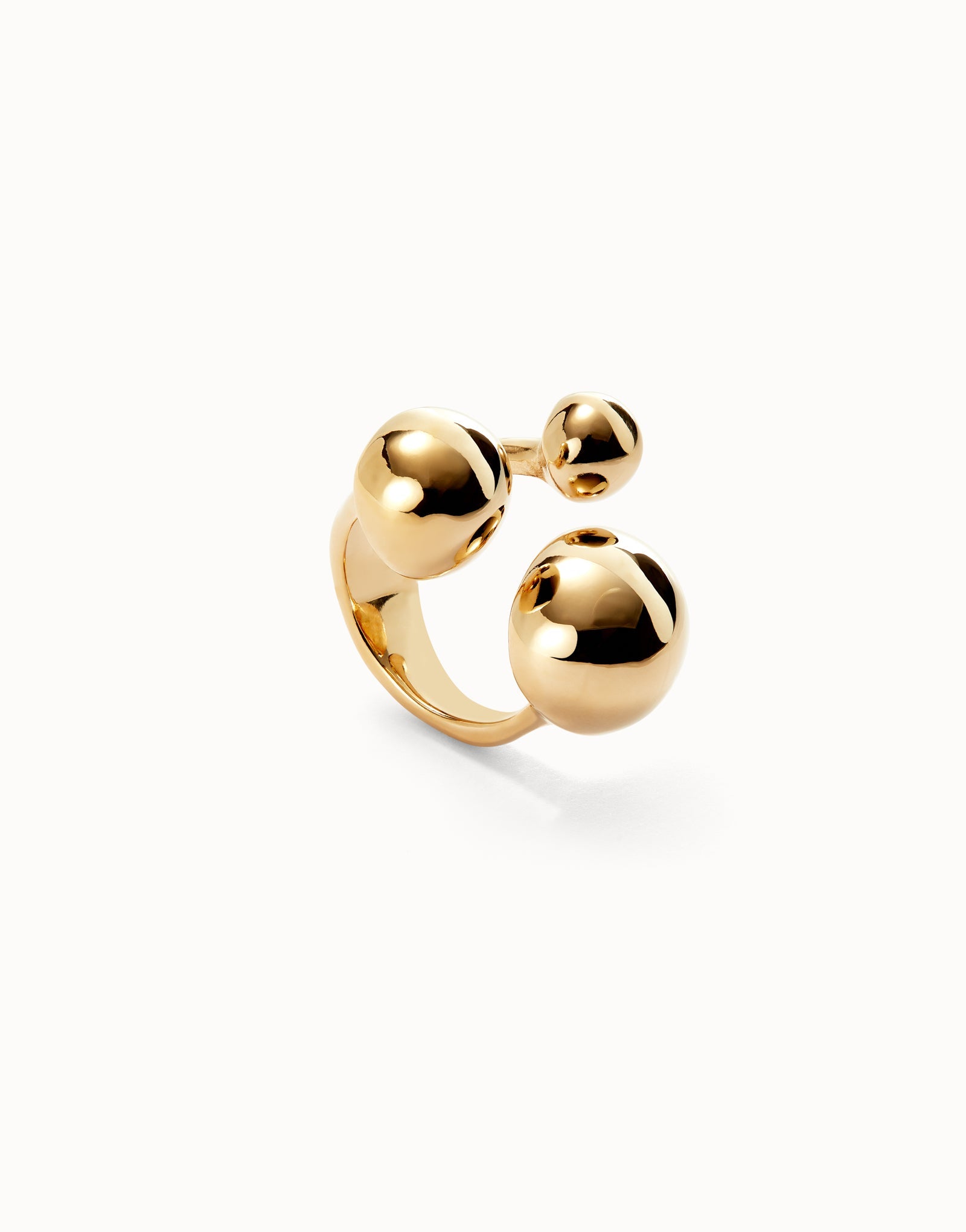 Anello da donna Uno de 50 placcato oro 18k con tre sfere di varie dimensioni - ANI0843 - Simmi Gioiellerie - Anelli
